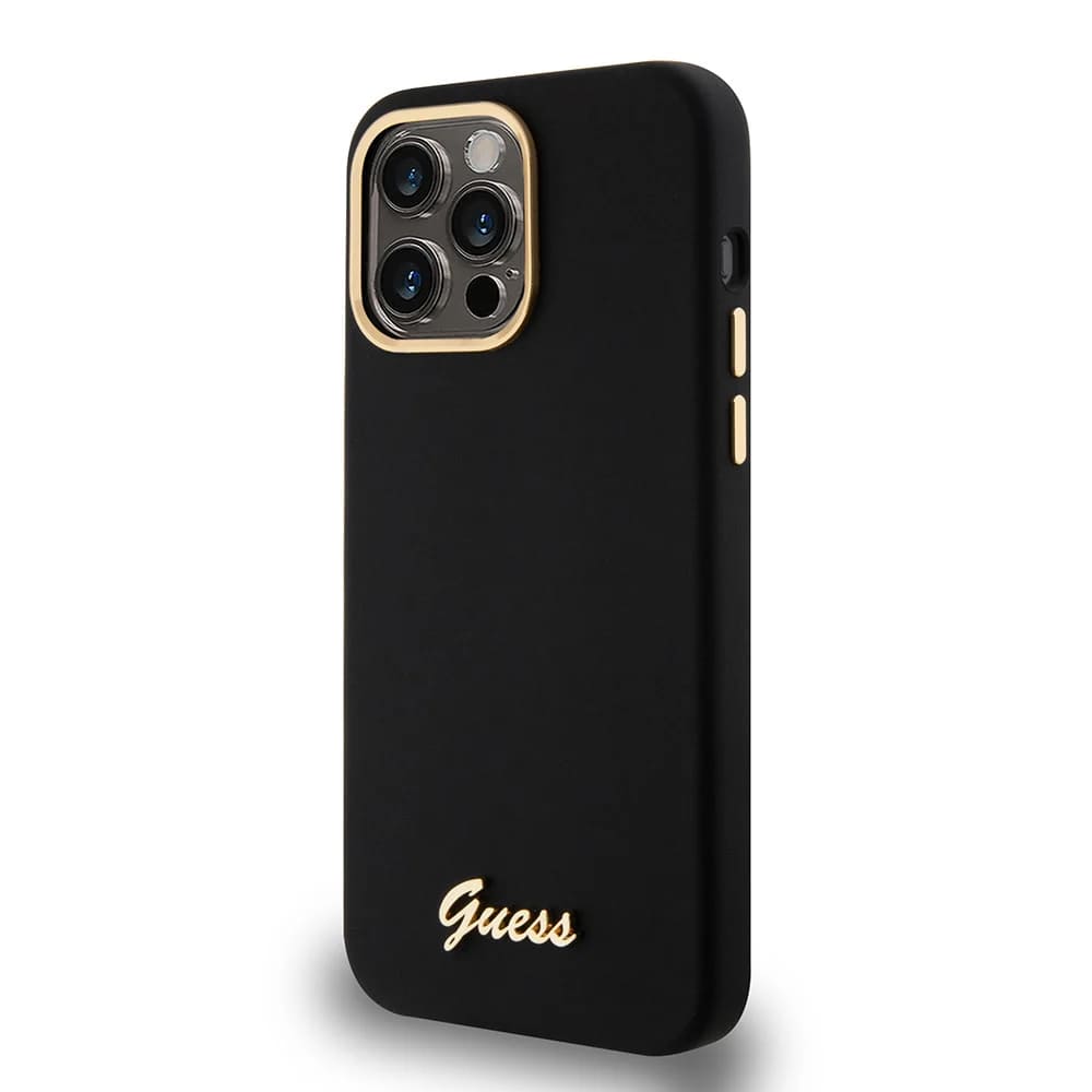 Deksel for Apple iPhone 15 Pro Max, Guess, Script Metal Logo & Frame, Svart