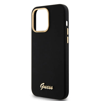 Deksel for Apple iPhone 15 Pro Max, Guess, Script Metal Logo & Frame, Svart