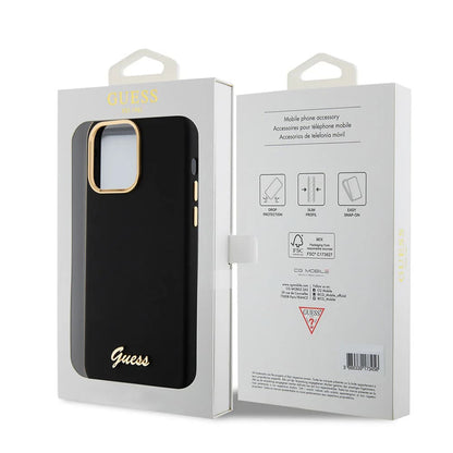 Deksel for Apple iPhone 15 Pro Max, Guess, Script Metal Logo & Frame, Svart