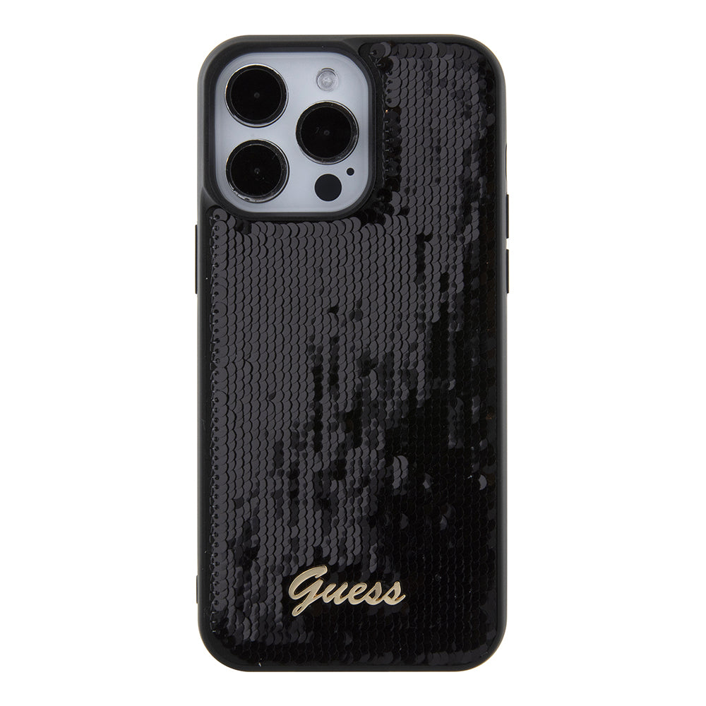 Deksel for Apple iPhone 15 Pro Max, Guess, Sequin Script Logo, Svart GUHCP15XPSFDGSK