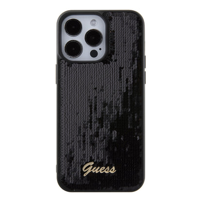 Deksel for Apple iPhone 15 Pro Max, Guess, Sequin Script Logo, Svart GUHCP15XPSFDGSK
