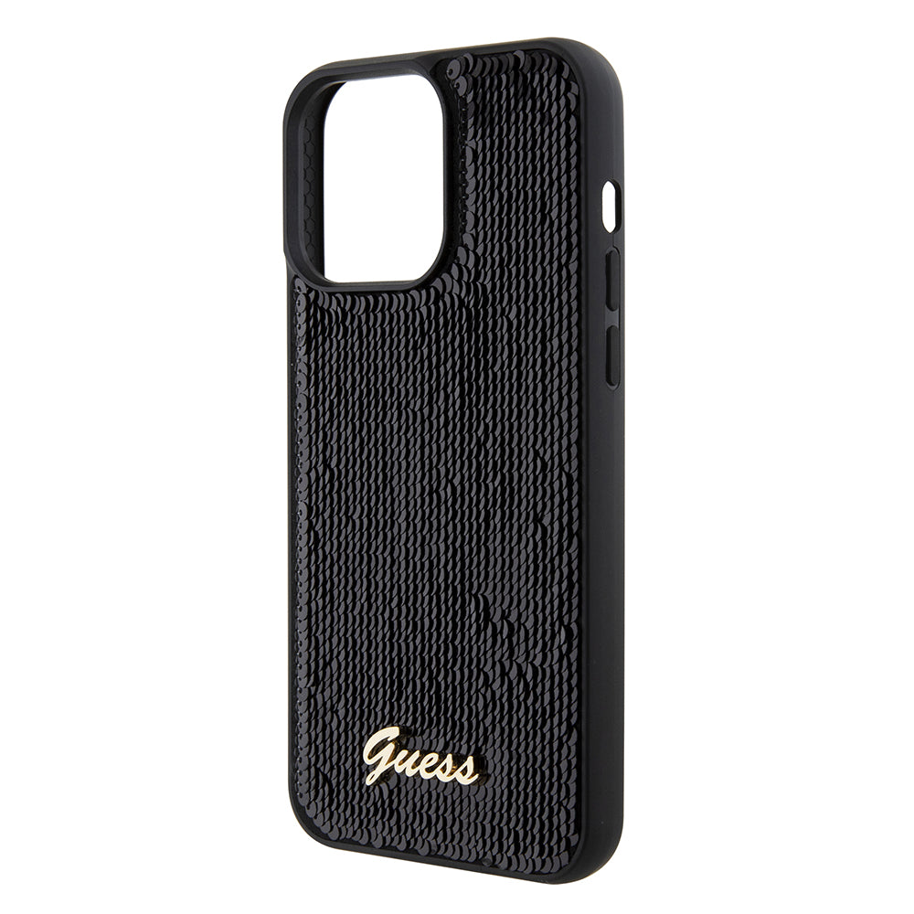 Deksel for Apple iPhone 15 Pro Max, Guess, Sequin Script Logo, Svart GUHCP15XPSFDGSK
