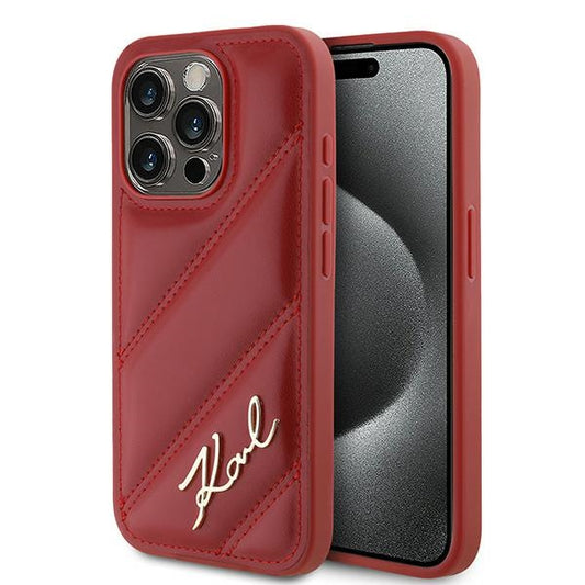 Deksel for Apple iPhone 15 Pro Max, Karl Lagerfeld, Diagonal Quilted Script, Rosie