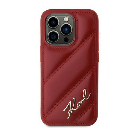 Deksel for Apple iPhone 15 Pro Max, Karl Lagerfeld, Diagonal Quilted Script, Rosie