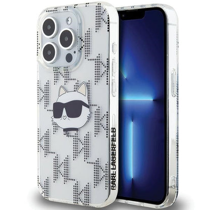 Deksel for Apple iPhone 15 Pro Max, Karl Lagerfeld, IML Electroplated Choupette Head, Gjennomsiktig