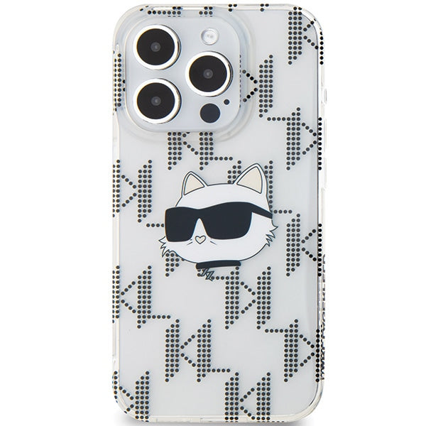 Deksel for Apple iPhone 15 Pro Max, Karl Lagerfeld, IML Electroplated Choupette Head, Gjennomsiktig