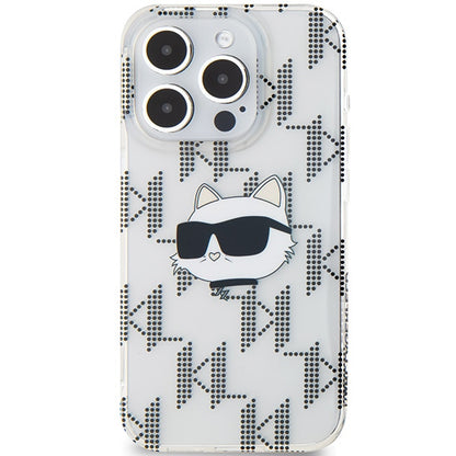 Deksel for Apple iPhone 15 Pro Max, Karl Lagerfeld, IML Electroplated Choupette Head, Gjennomsiktig