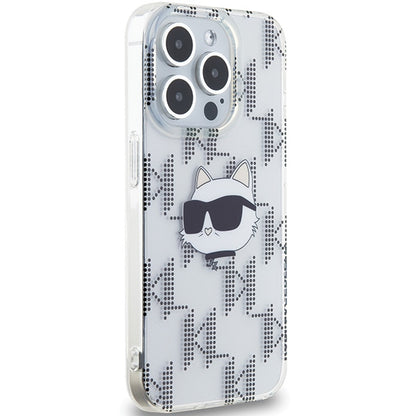 Deksel for Apple iPhone 15 Pro Max, Karl Lagerfeld, IML Electroplated Choupette Head, Gjennomsiktig
