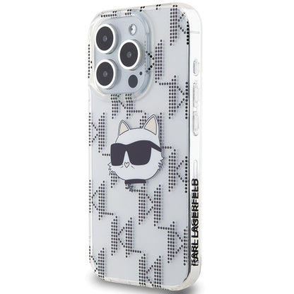 Deksel for Apple iPhone 15 Pro Max, Karl Lagerfeld, IML Electroplated Choupette Head, Gjennomsiktig