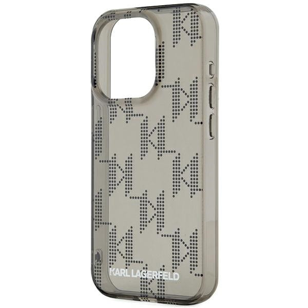 Deksel for Apple iPhone 15 Pro Max, Karl Lagerfeld, IML Luxury Monogram KL Pattern with Strap, Svart
