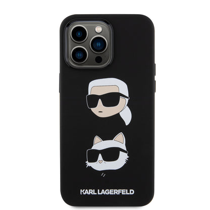 Deksel for Apple iPhone 15 Pro Max, Karl Lagerfeld, Silicone Karl & Choupette Heads, Svart