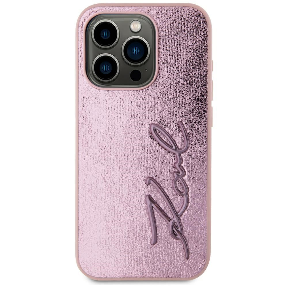 Deksel for Apple iPhone 15 Pro Max, Karl Lagerfeld, Metal Signature, Rosa