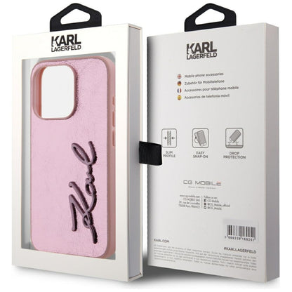 Deksel for Apple iPhone 15 Pro Max, Karl Lagerfeld, Metal Signature, Rosa