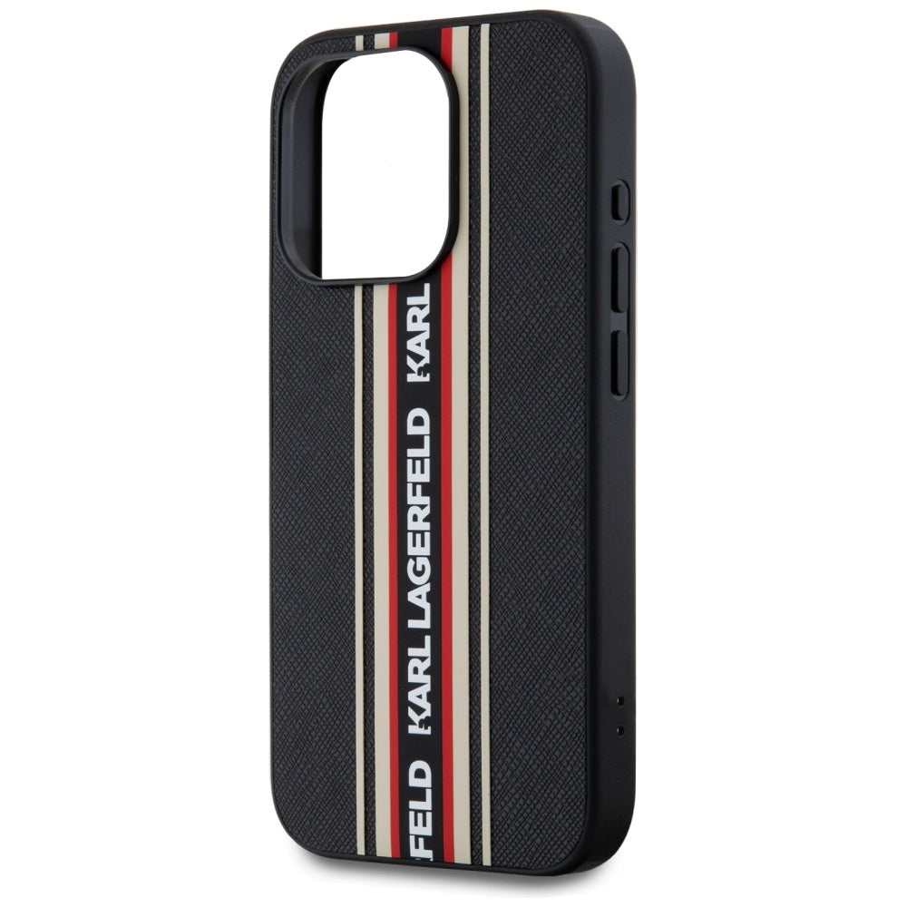 Deksel for Apple iPhone 15 Pro Max, Karl Lagerfeld, Saffiano Athleisure Stripes with Strap, Rosie
