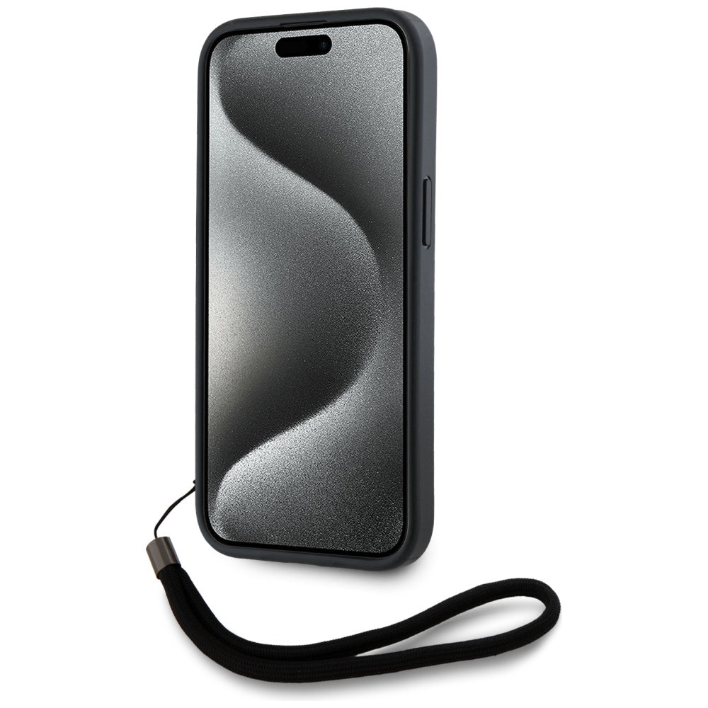 Deksel for Apple iPhone 15 Pro Max, Karl Lagerfeld, Saffiano Athleisure Stripes with Strap, Rosie