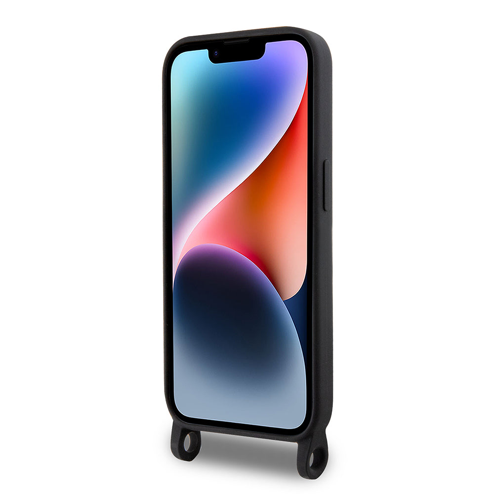 Deksel for Apple iPhone 15 Pro Max, Karl Lagerfeld, Silicone Crossbody Ikonik Karl, Svart