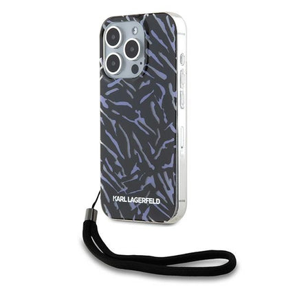 Deksel for Apple iPhone 15 Pro Max, Karl Lagerfeld, Zebra with Cord Strap, Lilla
