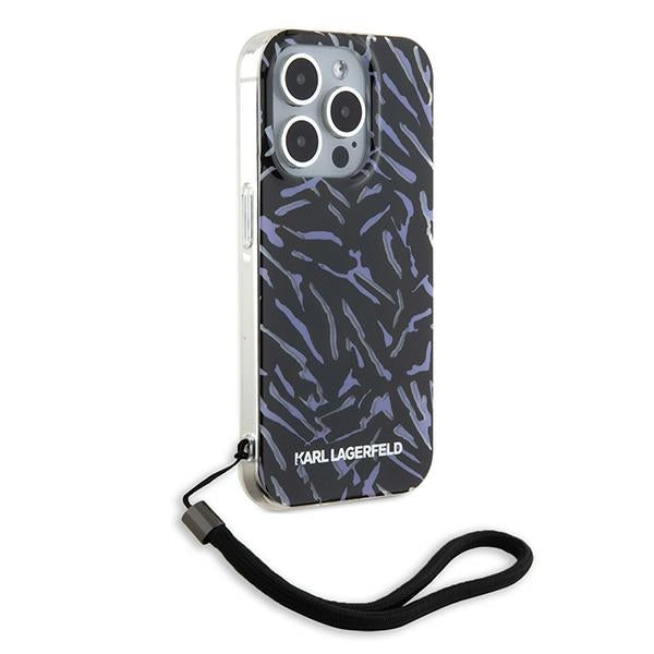 Deksel for Apple iPhone 15 Pro Max, Karl Lagerfeld, Zebra with Cord Strap, Lilla