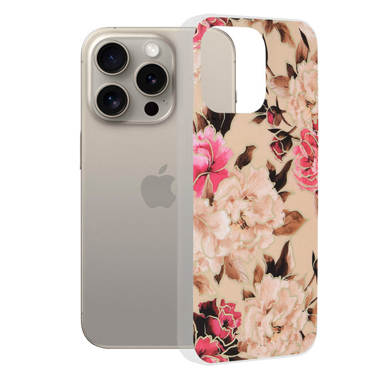 Deksel til Apple iPhone 15 Pro Max, Techsuit, Marble, Beige