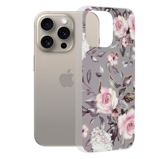 Deksel for Apple iPhone 15 Pro Max, Techsuit, Marble, Grå