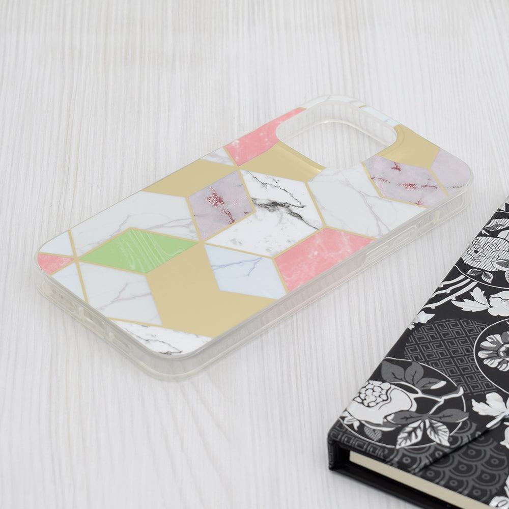 Deksel for Apple iPhone 15 Pro Max, Techsuit, Marble, Lilla