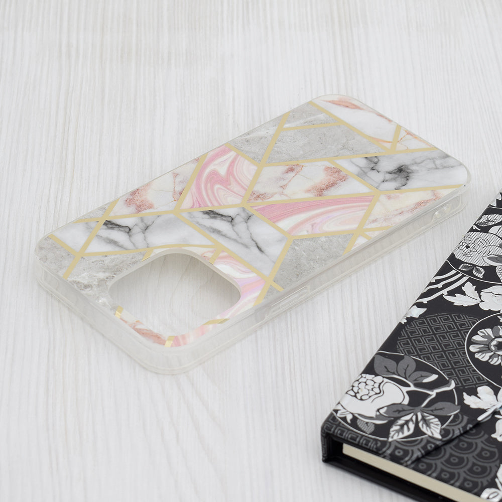 Deksel for Apple iPhone 15 Pro Max, Techsuit, Marble, Rosa
