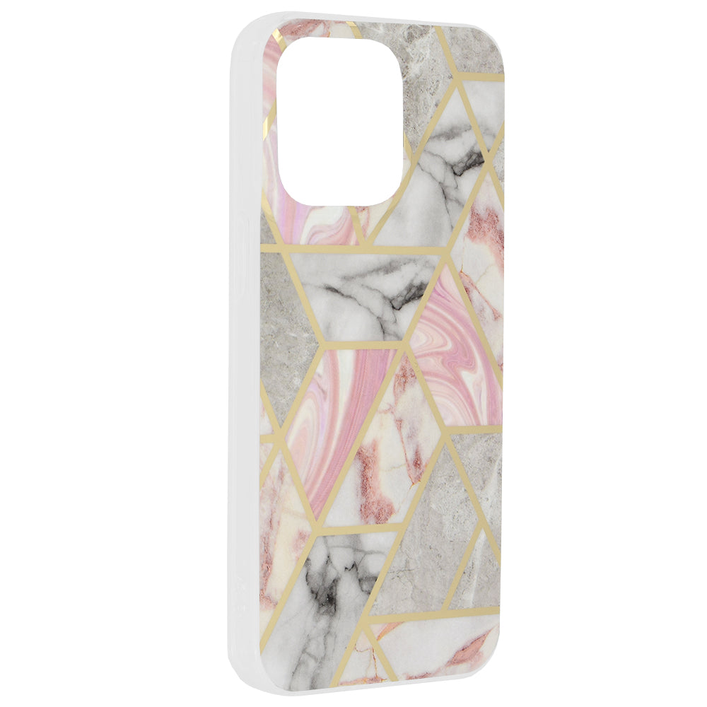 Deksel for Apple iPhone 15 Pro Max, Techsuit, Marble, Rosa
