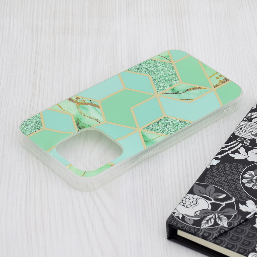 Deksel for Apple iPhone 15 Pro Max, Techsuit, Marble, Grønn