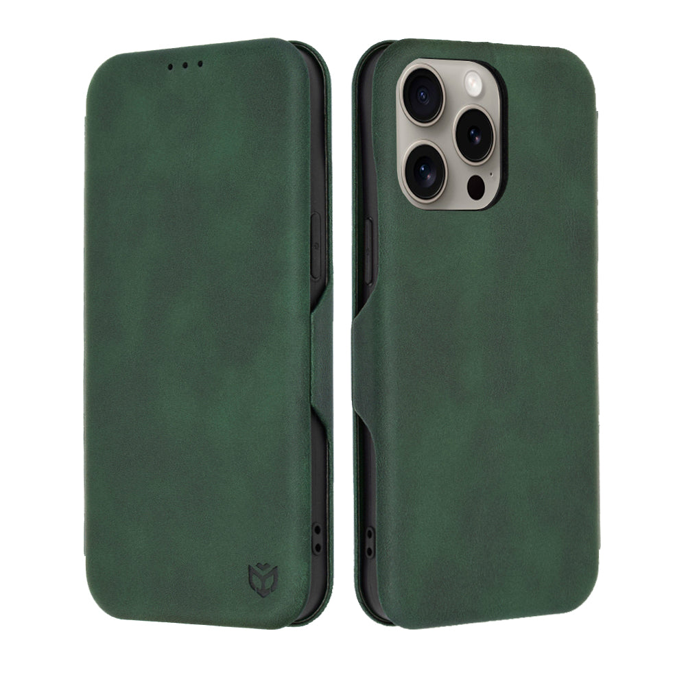 Deksel for Apple iPhone 15 Pro Max, Techsuit, Safe Wallet Plus, Grønn