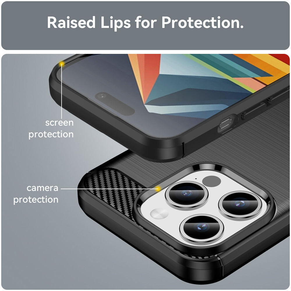 Deksel for Apple iPhone 15 Pro, Techsuit, Karbon, Svart