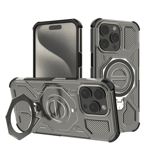 Deksel for Apple iPhone 15 Pro, Techsuit, Carbon Shield Pro, Røykfarget