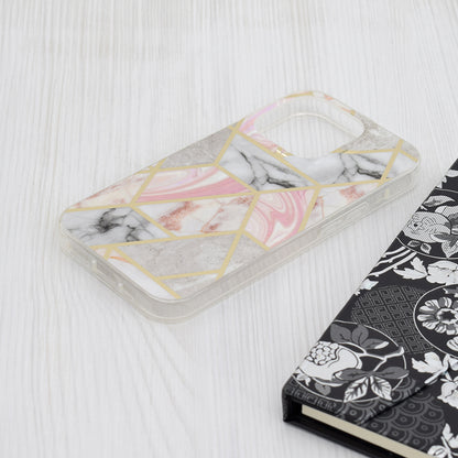 Deksel for Apple iPhone 15 Pro, Techsuit, Marble, Rosa