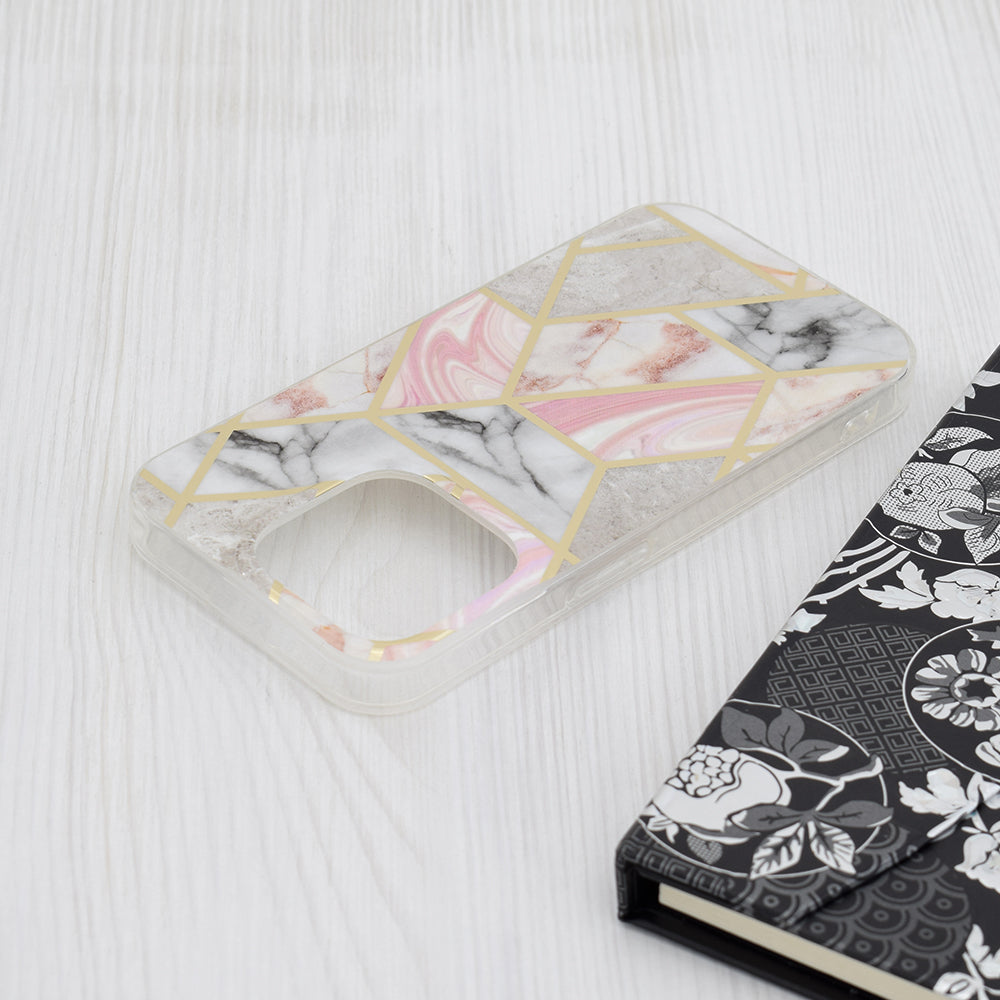 Deksel for Apple iPhone 15 Pro, Techsuit, Marble, Rosa