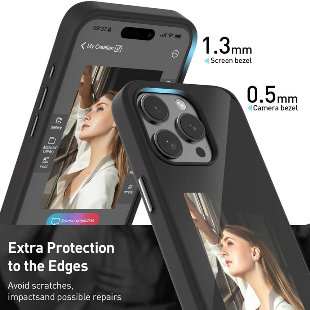Deksel for Apple iPhone 15 Pro, Techsuit, SmartScreen NFC, Svart