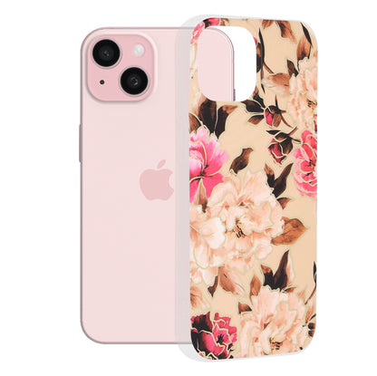 Deksel for Apple iPhone 15, Techsuit, Marble, Beige