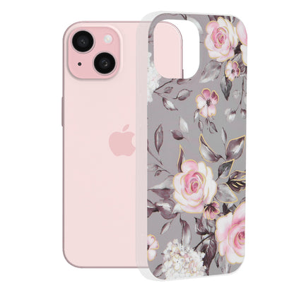 Deksel for Apple iPhone 15, Techsuit, Marble, Grå