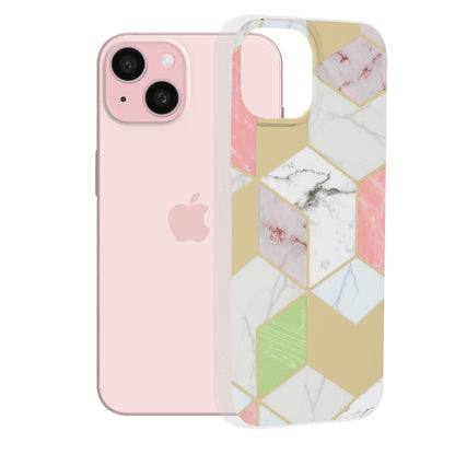 Deksel for Apple iPhone 15, Techsuit, Marble, Lilla
