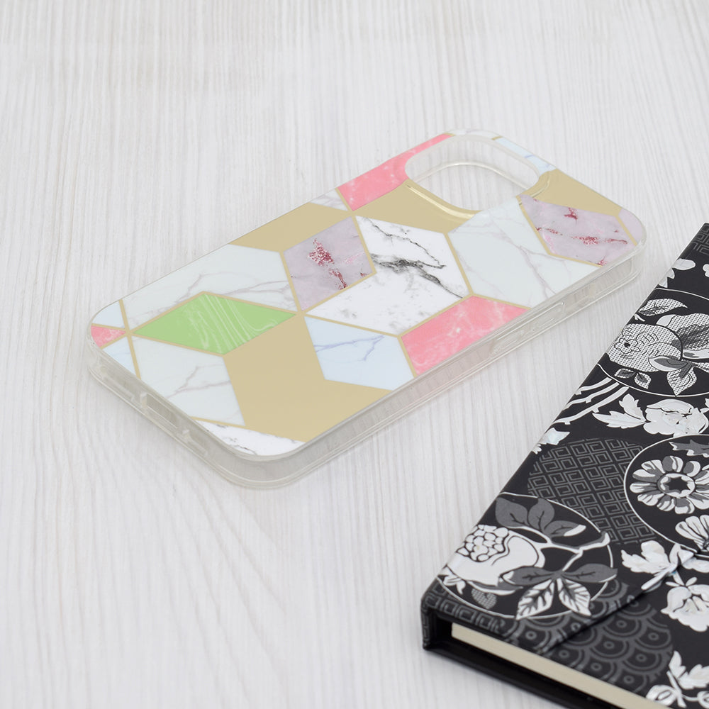 Deksel for Apple iPhone 15, Techsuit, Marble, Lilla