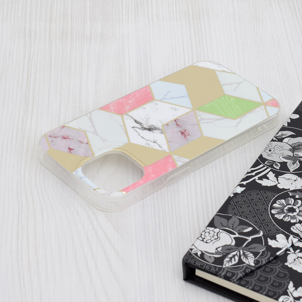 Deksel for Apple iPhone 15, Techsuit, Marble, Lilla