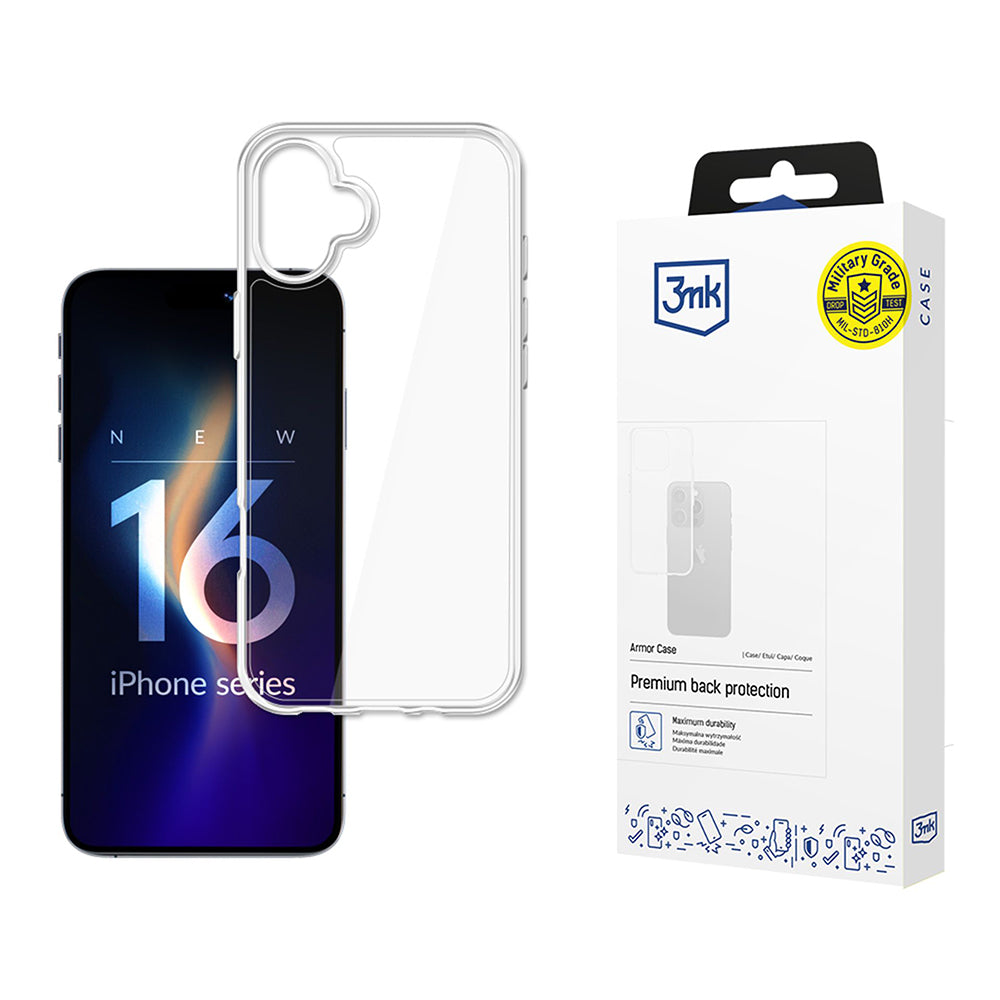 Deksel for Apple iPhone 16, 3MK, Armor, Transparent
