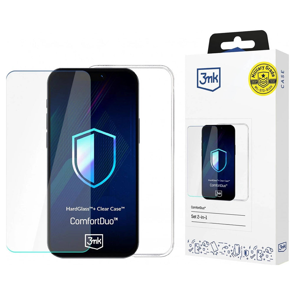 Deksel for Apple iPhone 16, 3MK, ComfortDuo, Transparent