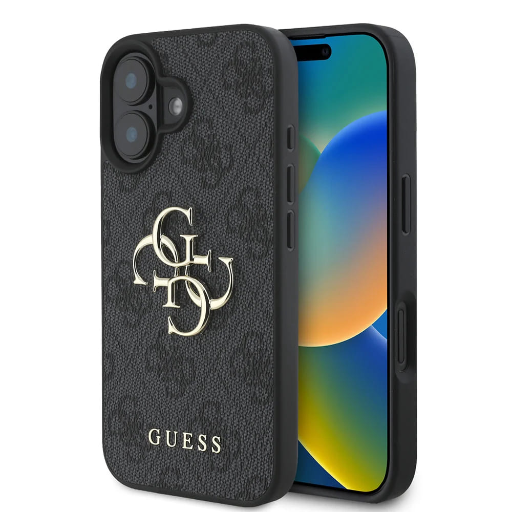 Deksel for Apple iPhone 16, Guess, 4G Big Logo, Svart