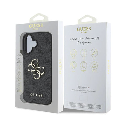 Deksel for Apple iPhone 16, Guess, 4G Big Logo, Svart