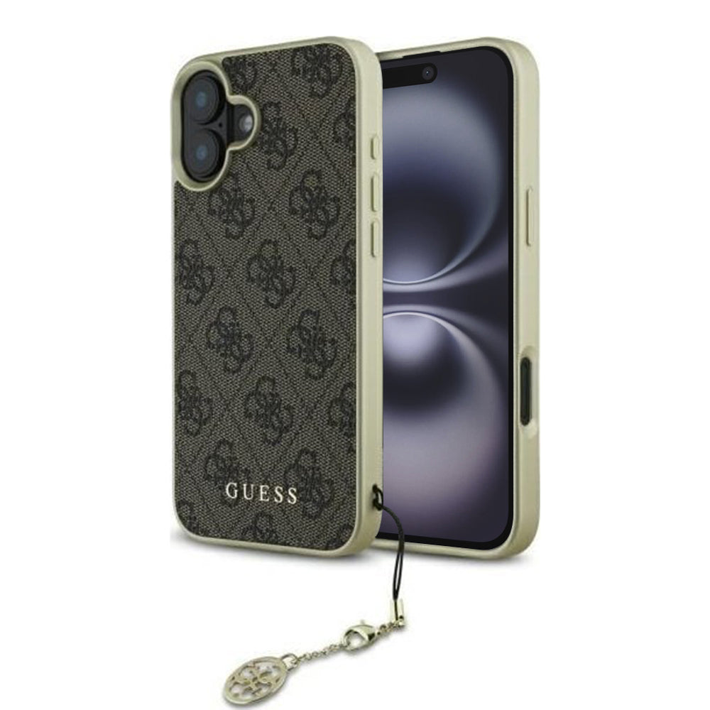 Deksel for Apple iPhone 16, Guess, 4G Charm, Brun