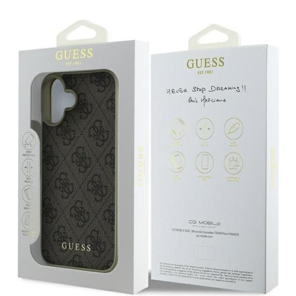 Deksel for Apple iPhone 16, Guess, 4G Charm, Brun