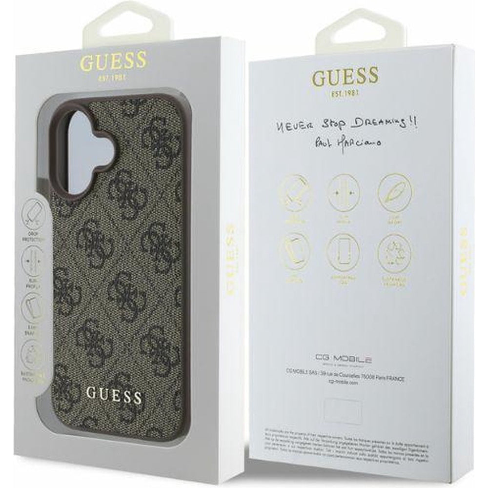 Deksel for Apple iPhone 16, Guess, 4G Classic, Brun