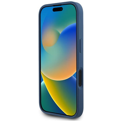 Deksel for Apple iPhone 16, Guess, 4G Grained Roses Big Logo, Blå