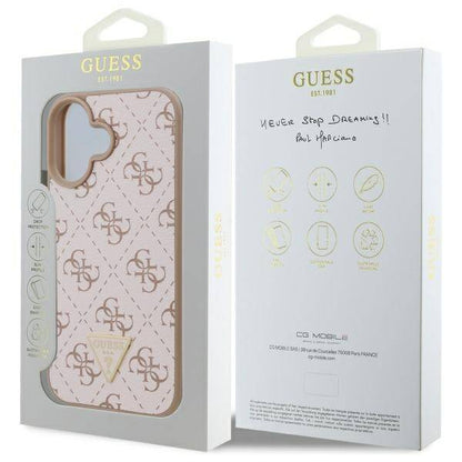 Deksel for Apple iPhone 16, Guess, 4G Triangle Logo, Hvit