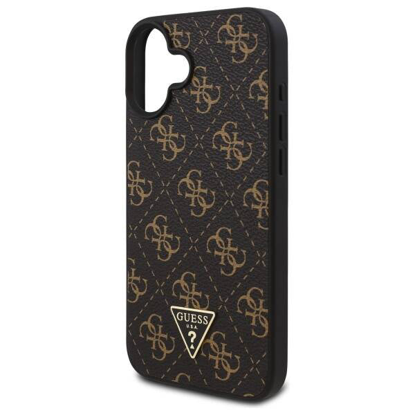Deksel for Apple iPhone 16, Guess, 4G Triangle Logo, Svart