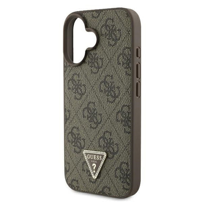 Deksel for Apple iPhone 16, Guess, 4G Triangle Strass, Brun